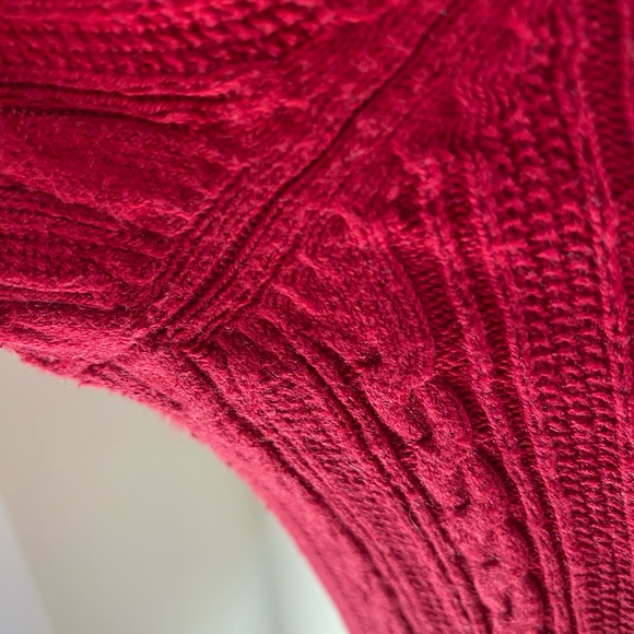 Eddie Bauer Womens Red Cable Knit Button Up Crew Neck Sweater. Sz-M - Picture 7 of 16